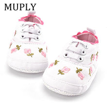 Load image into Gallery viewer, Baby Girl Shoes White Lace Floral Embroidered Soft Shoes Prewalker Walking Toddler Kids Shoes First Walker free shipping