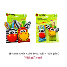 Load image into Gallery viewer, Baby Toys 0 6 12 Months Cute Stuffed Animals Baby Rattle Socks Wrist Baby Rattles Newborn Toys Make Sounds Games For Babies