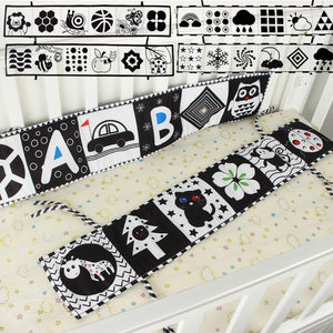 Sensory Cloth Book High Contrast Baby Toys 0 12 Months Newborn Crib Toys Black and White Animal Cloth Books Montessori Baby Book