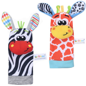Infant Socks Wrist Rattle Toys Baby Toys 0 12 Months Newborn Cartoon Animal Plush Socks Wrist Strap Rattle for Baby Girl Boy Hot