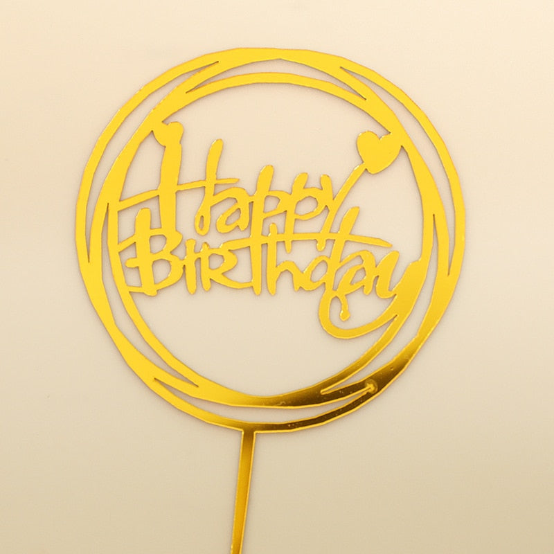 10Pcs/Pack Acrylic Cake Toppers Happy Birthday Cake Toppers For Womens Mens Kids Birthday Party Decor Baby Shower Supplies Tools