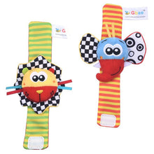 Load image into Gallery viewer, Infant Socks Wrist Rattle Toys Baby Toys 0 12 Months Newborn Cartoon Animal Plush Socks Wrist Strap Rattle for Baby Girl Boy Hot