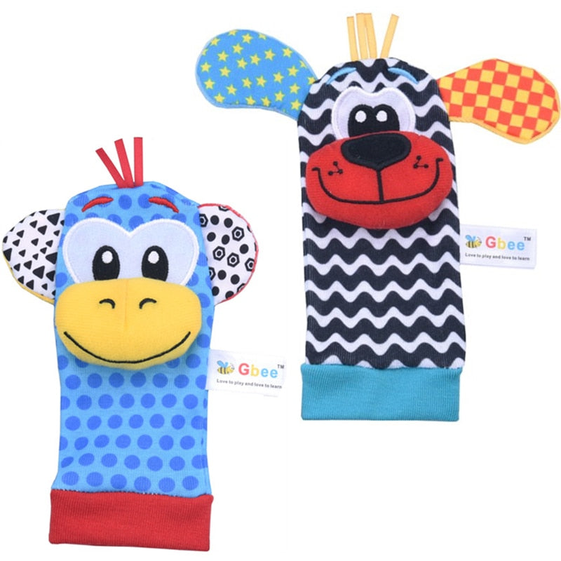 Infant Socks Wrist Rattle Toys Baby Toys 0 12 Months Newborn Cartoon Animal Plush Socks Wrist Strap Rattle for Baby Girl Boy Hot