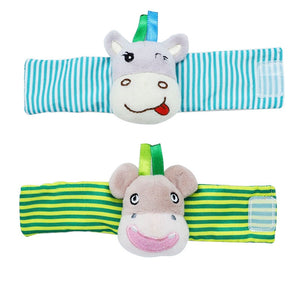 Infant Socks Wrist Rattle Toys Baby Toys 0 12 Months Newborn Cartoon Animal Plush Socks Wrist Strap Rattle for Baby Girl Boy Hot