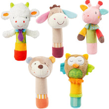 Load image into Gallery viewer, Baby Toys 0 12 Months Soft Cloth Rattle Ball Stuffed Baby Play Ball with Bell Cartoon Animals Interactive Toys Educational Toys
