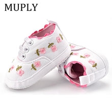 Load image into Gallery viewer, Baby Girl Shoes White Lace Floral Embroidered Soft Shoes Prewalker Walking Toddler Kids Shoes First Walker free shipping