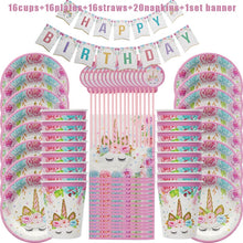 Load image into Gallery viewer, WEIGAO Unicorn Decoration Birthday Party Decor Kids Unicorn Disposable Tableware set Baby Shower Girl Birthday Party Supplies