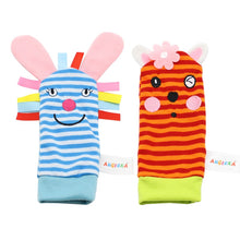Load image into Gallery viewer, Baby Toys 0 6 12 Months Cute Stuffed Animals Baby Rattle Socks Wrist Baby Rattles Newborn Toys Make Sounds Games For Babies