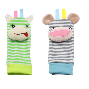 Infant Socks Wrist Rattle Toys Baby Toys 0 12 Months Newborn Cartoon Animal Plush Socks Wrist Strap Rattle for Baby Girl Boy Hot