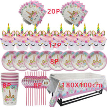 Load image into Gallery viewer, WEIGAO Unicorn Decoration Birthday Party Decor Kids Unicorn Disposable Tableware set Baby Shower Girl Birthday Party Supplies