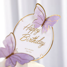 Load image into Gallery viewer, Purple Pink Butterfly Cake Decoration Happy Birthday Cake Topper Handmade Painted For Wedding Birthday Party Baby Shower