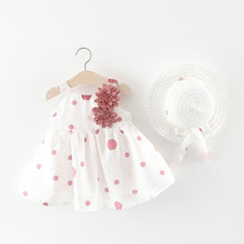 Load image into Gallery viewer, Big Bow Baby Dress Lovely Summer Infant Baby Girl Clothes Cute Dot Sleeveless Cotton Toddler Dresses+Sunhat Newborn Clothing Set
