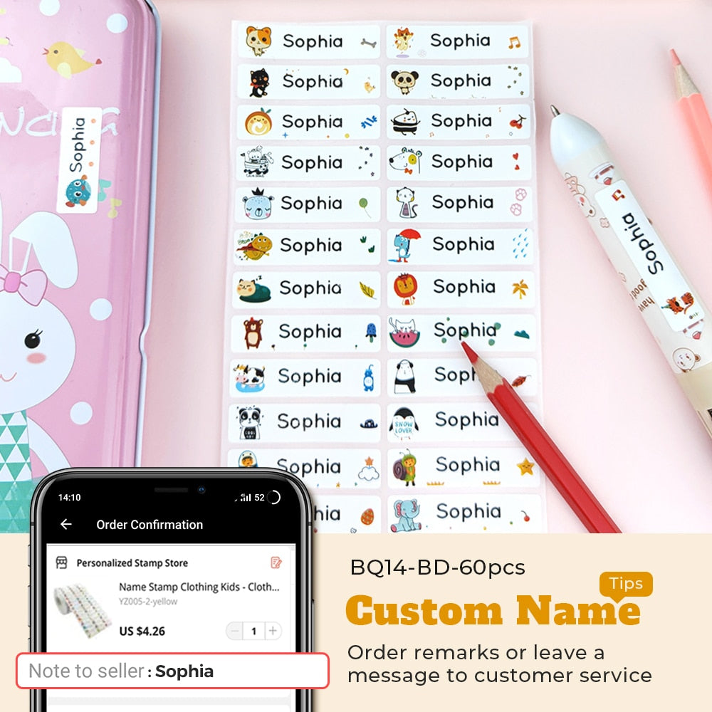 Cartoon Dinosaur Custom Name Stamp For Clothing Personalise For Baby Student Clothes Chapter Children's Seal Cute For Kids
