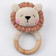 Load image into Gallery viewer, Newborn Baby Rattles Cute Cartoon Animal Rabbit Grab Ability Training Toys Infant Bell Toy Original Wood Crochet Hook Knitted