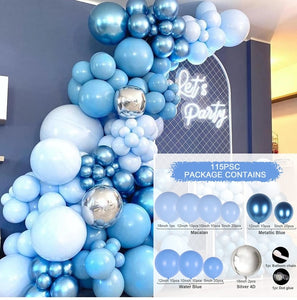 Blue Metallic Balloons Garland Kit Gold Confetti Balloon Arch Birthday Party Decoration Kids Wedding Birthday Baby Shower Boy