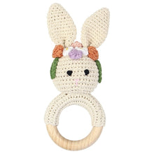 Load image into Gallery viewer, Newborn Baby Rattles Cute Cartoon Animal Rabbit Grab Ability Training Toys Infant Bell Toy Original Wood Crochet Hook Knitted