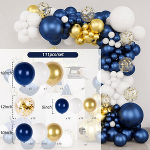 Blue Metallic Balloons Garland Kit Gold Confetti Balloon Arch Birthday Party Decoration Kids Wedding Birthday Baby Shower Boy