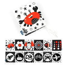 Load image into Gallery viewer, Sensory Cloth Book High Contrast Baby Toys 0 12 Months Newborn Crib Toys Black and White Animal Cloth Books Montessori Baby Book
