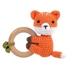 Load image into Gallery viewer, Newborn Baby Rattles Cute Cartoon Animal Rabbit Grab Ability Training Toys Infant Bell Toy Original Wood Crochet Hook Knitted