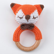 Load image into Gallery viewer, Newborn Baby Rattles Cute Cartoon Animal Rabbit Grab Ability Training Toys Infant Bell Toy Original Wood Crochet Hook Knitted