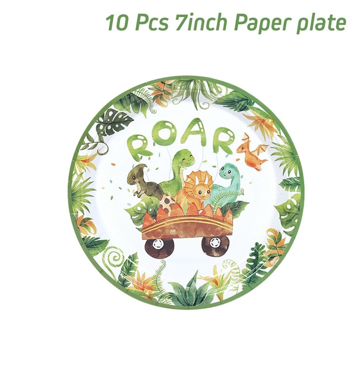 Dinosaur Disposable Tableware Dinosaur Birthday Party Decorations Kids Boy Baby Shower Balloons Jungle Safari Birthday Supplies