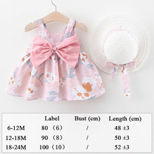 Load image into Gallery viewer, Summer Clothes Baby Girl Beach Dresses Casual Fashion Print Cute Bow Flower Princess Dress Newborn Clothing Set