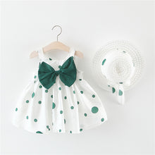 Load image into Gallery viewer, Big Bow Baby Dress Lovely Summer Infant Baby Girl Clothes Cute Dot Sleeveless Cotton Toddler Dresses+Sunhat Newborn Clothing Set