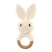 Load image into Gallery viewer, Newborn Baby Rattles Cute Cartoon Animal Rabbit Grab Ability Training Toys Infant Bell Toy Original Wood Crochet Hook Knitted