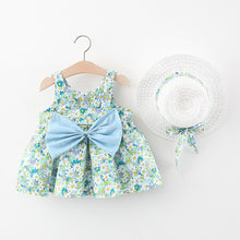Load image into Gallery viewer, Big Bow Baby Dress Lovely Summer Infant Baby Girl Clothes Cute Dot Sleeveless Cotton Toddler Dresses+Sunhat Newborn Clothing Set
