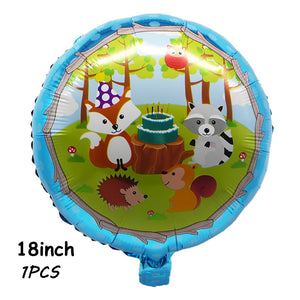 Hedgehog Fox Deer Foil Balloons Safari Birthday Green Jungle Party Decoration Latex Balloon Baby Shower Kids Party Decor Ball