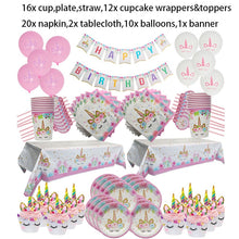 Load image into Gallery viewer, WEIGAO Unicorn Decoration Birthday Party Decor Kids Unicorn Disposable Tableware set Baby Shower Girl Birthday Party Supplies