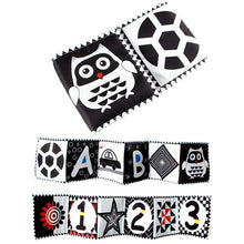 Load image into Gallery viewer, Sensory Cloth Book High Contrast Baby Toys 0 12 Months Newborn Crib Toys Black and White Animal Cloth Books Montessori Baby Book