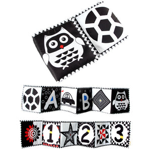 Sensory Cloth Book High Contrast Baby Toys 0 12 Months Newborn Crib Toys Black and White Animal Cloth Books Montessori Baby Book
