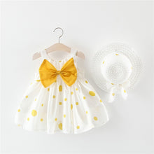 Load image into Gallery viewer, Big Bow Baby Dress Lovely Summer Infant Baby Girl Clothes Cute Dot Sleeveless Cotton Toddler Dresses+Sunhat Newborn Clothing Set