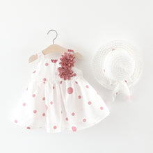 Load image into Gallery viewer, Big Bow Baby Dress Lovely Summer Infant Baby Girl Clothes Cute Dot Sleeveless Cotton Toddler Dresses+Sunhat Newborn Clothing Set