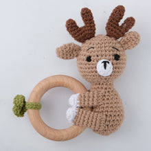 Load image into Gallery viewer, Newborn Baby Rattles Cute Cartoon Animal Rabbit Grab Ability Training Toys Infant Bell Toy Original Wood Crochet Hook Knitted