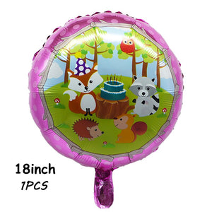 Hedgehog Fox Deer Foil Balloons Safari Birthday Green Jungle Party Decoration Latex Balloon Baby Shower Kids Party Decor Ball