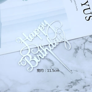 10Pcs/Pack Acrylic Cake Toppers Happy Birthday Cake Toppers For Womens Mens Kids Birthday Party Decor Baby Shower Supplies Tools
