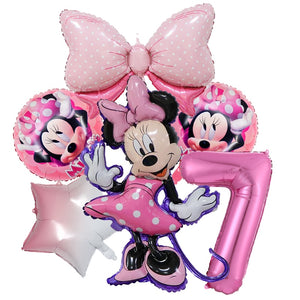 1set Disney Pink Minnie Mouse Foil Balloon Girl&#39;s Birthday Party Decoration 1 2 3 4 5 6 7st baby shower supplies Kids Toy Globos