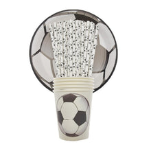 Load image into Gallery viewer, Football Theme Disposable Tableware Set  Sport Boy Birthday Party Baby Shower Cake Decor Supplies Soccer Pattern Cup Plate Straw
