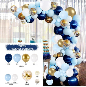 Blue Metallic Balloons Garland Kit Gold Confetti Balloon Arch Birthday Party Decoration Kids Wedding Birthday Baby Shower Boy