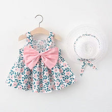 Load image into Gallery viewer, Big Bow Baby Dress Lovely Summer Infant Baby Girl Clothes Cute Dot Sleeveless Cotton Toddler Dresses+Sunhat Newborn Clothing Set