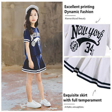Load image into Gallery viewer, Summer Girls Clothes Suit 2023 Short-Sleeved+A-Line Skirt 2Pcs Set College Style Jk Uniform Children Clothing Baby Tracksuits