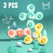 Load image into Gallery viewer, 3Pcs/Set Baby Bath Toys Funny Bathing Sucker Spinner Suction Cup Cartoon Rattles Fidget Educational Toys For Children Boys Gift