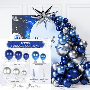Blue Metallic Balloons Garland Kit Gold Confetti Balloon Arch Birthday Party Decoration Kids Wedding Birthday Baby Shower Boy