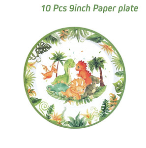 Dinosaur Disposable Tableware Dinosaur Birthday Party Decorations Kids Boy Baby Shower Balloons Jungle Safari Birthday Supplies