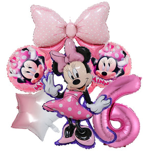 1set Disney Pink Minnie Mouse Foil Balloon Girl&#39;s Birthday Party Decoration 1 2 3 4 5 6 7st baby shower supplies Kids Toy Globos
