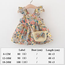 Load image into Gallery viewer, Summer Clothes Baby Girl Beach Dresses Casual Fashion Print Cute Bow Flower Princess Dress Newborn Clothing Set