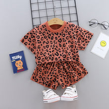 Load image into Gallery viewer, Boys Girls Leopard print Cotton Kids T-shirts Sets Baby Clothing Summer Newborn Infant Sports 2Pcs Sets Toddler Girl Clothes Set