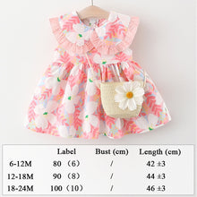 Load image into Gallery viewer, Summer Clothes Baby Girl Beach Dresses Casual Fashion Print Cute Bow Flower Princess Dress Newborn Clothing Set